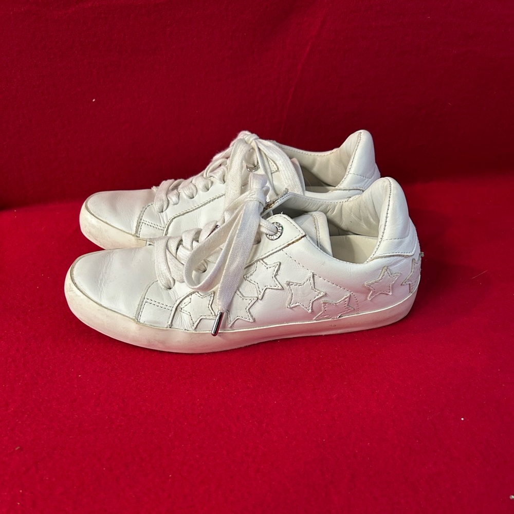 ZADIG & VOLTAIRE White Leather Patch Stars Sneakers Marked as 37 Made in Italy